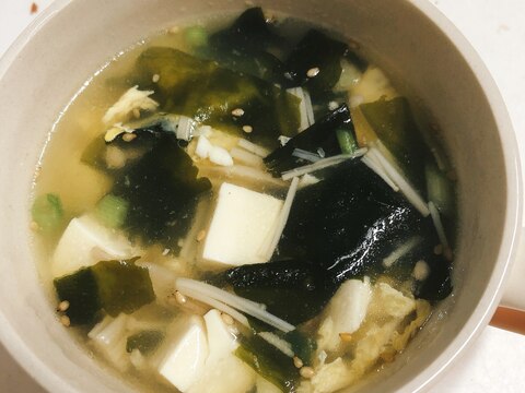 きのこと豆腐の中華スープ